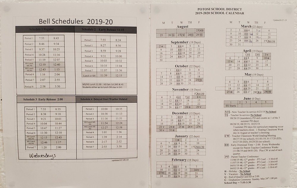 Creating the School Calendar Potosi School District